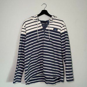 LL Bean Soft Cotton Rugby Hoodie Pullover Stripe- XL